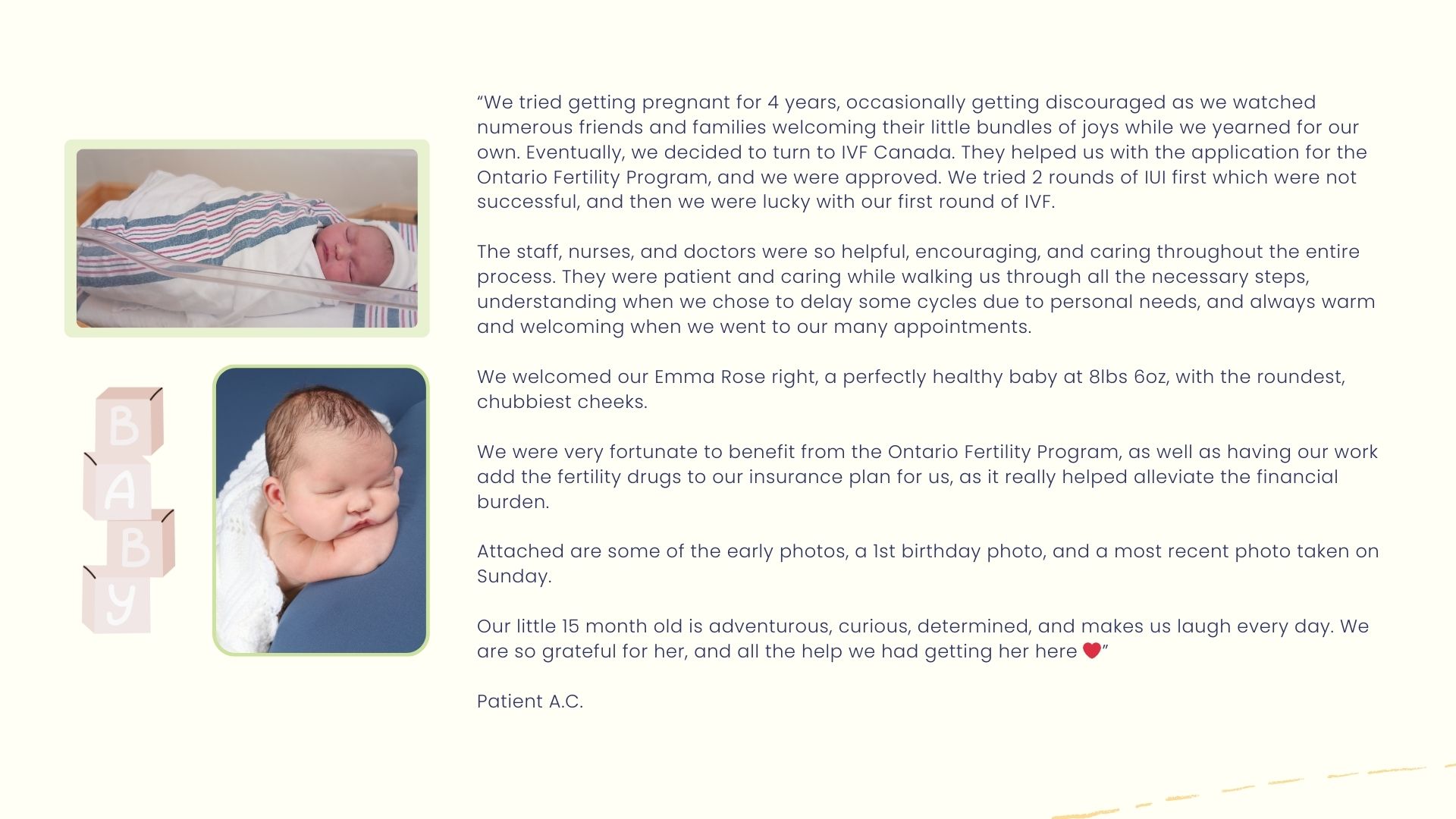 Patient Testimonials - Ontario Fertility Program